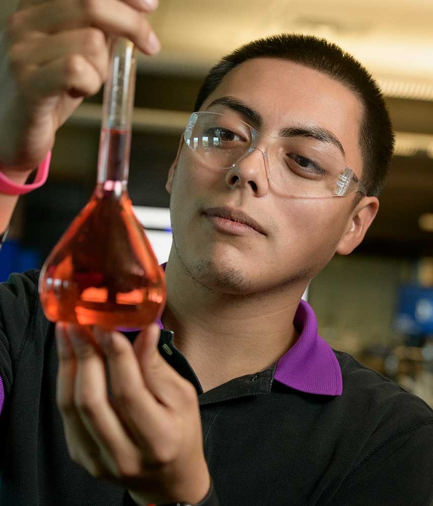 Student in science lab