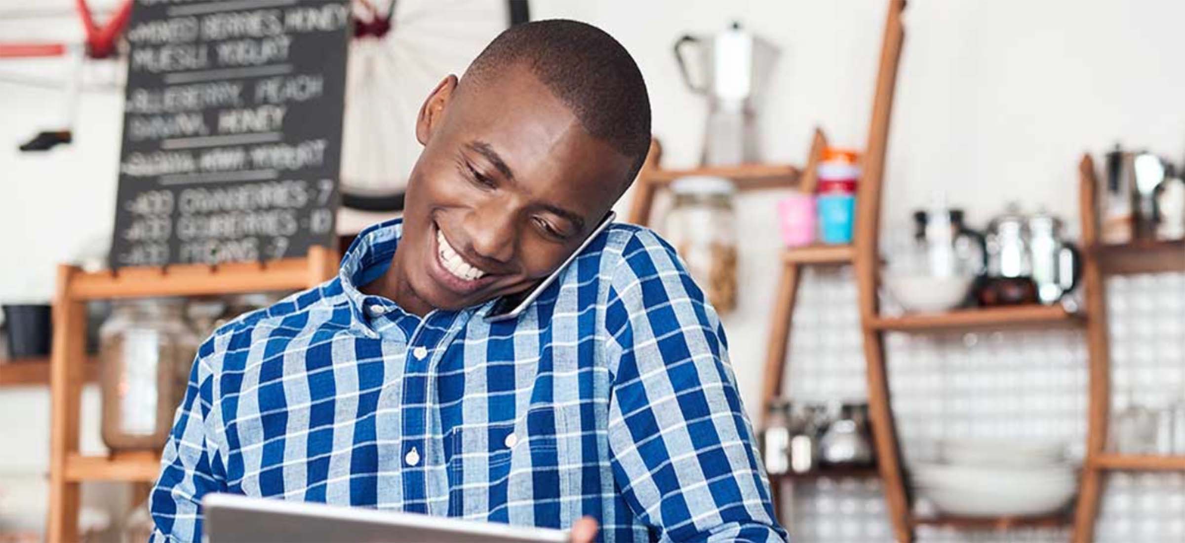 Entrepreneur working on a tablet