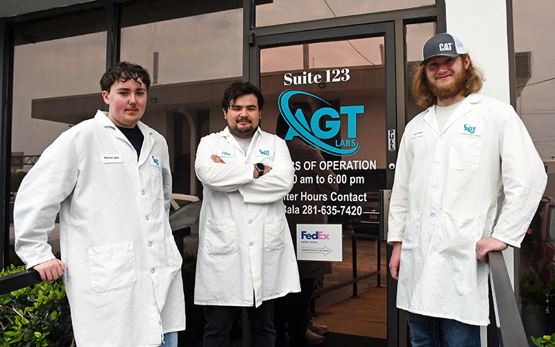 AGT Labs interns with company rep Ethan Valdez